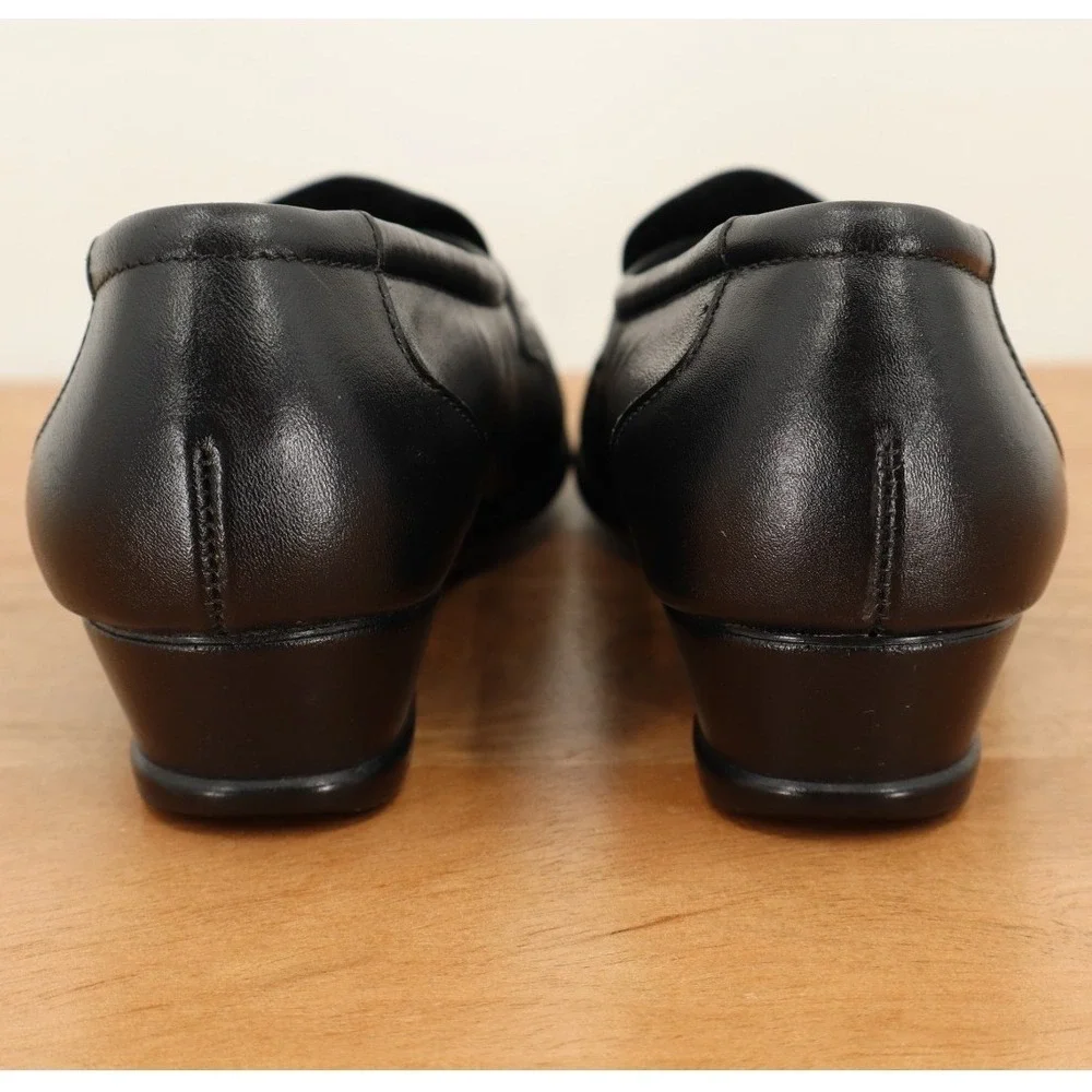 SAS Women's Black‎ Comfort Slip On Loafer Tripad Wedge Heel Leather Size 6